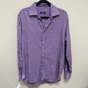 Robert Graham Purple and White Long Sleeve Button Up Shirt Size 42